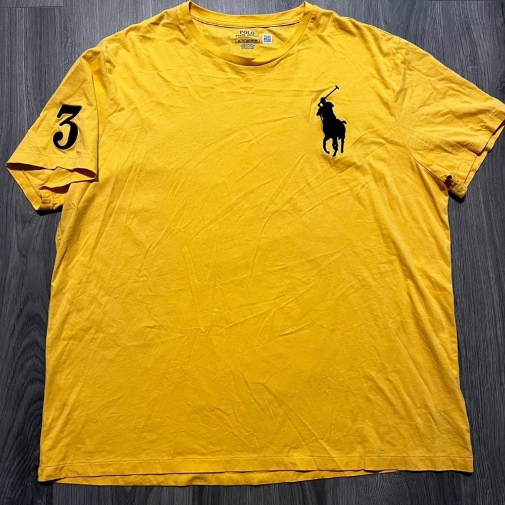 Polo Ralph Lauren Big Pony #3 Men's XXL Yellow Navy T-Shirt
